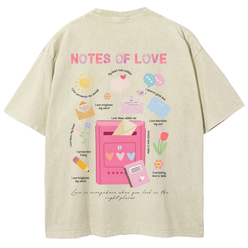 Note Of Love Unisex Fit Washed T-Shirt