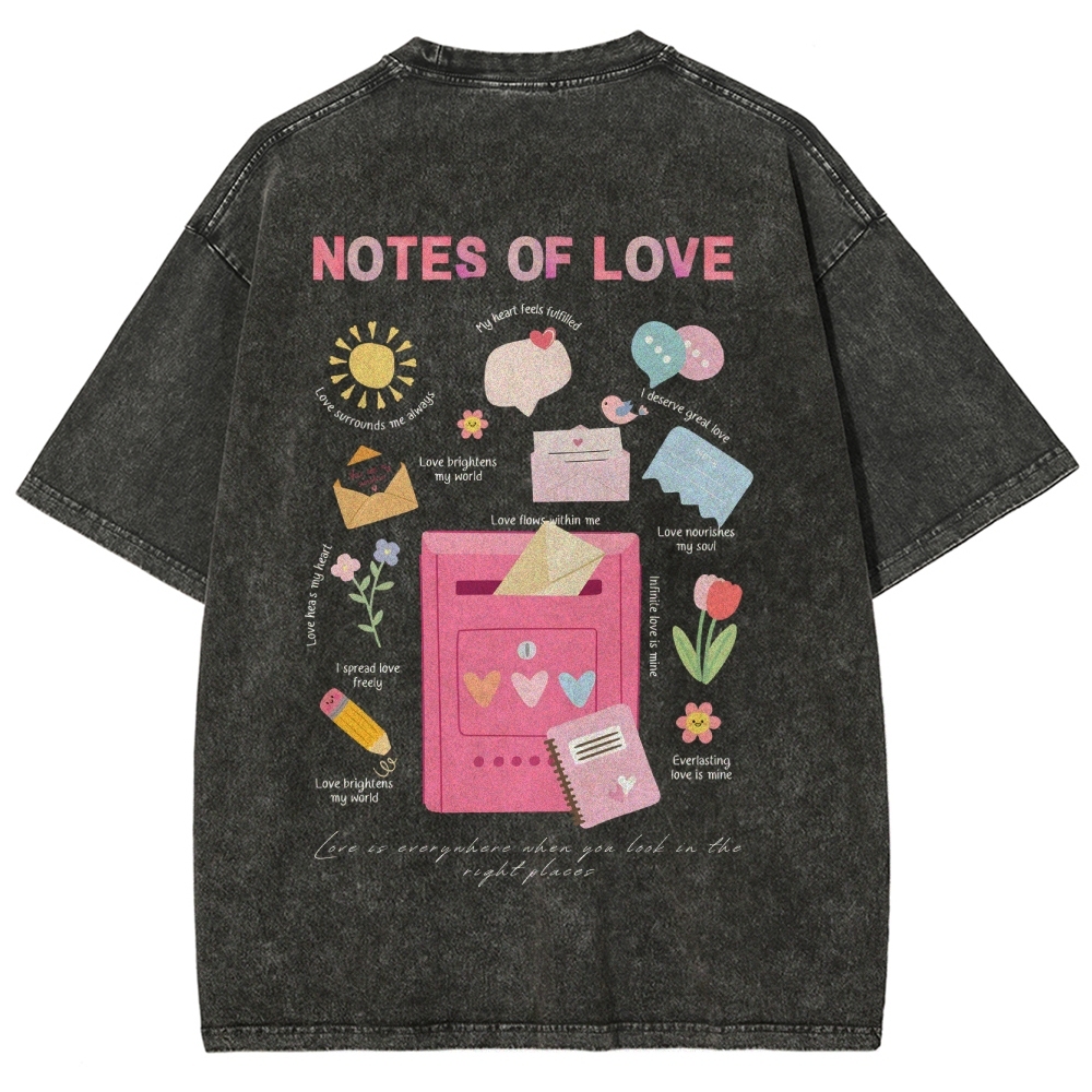 Note Of Love Unisex Fit Washed T-Shirt
