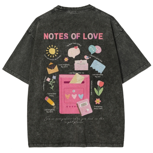 Note Of Love Unisex Fit Washed T-Shirt