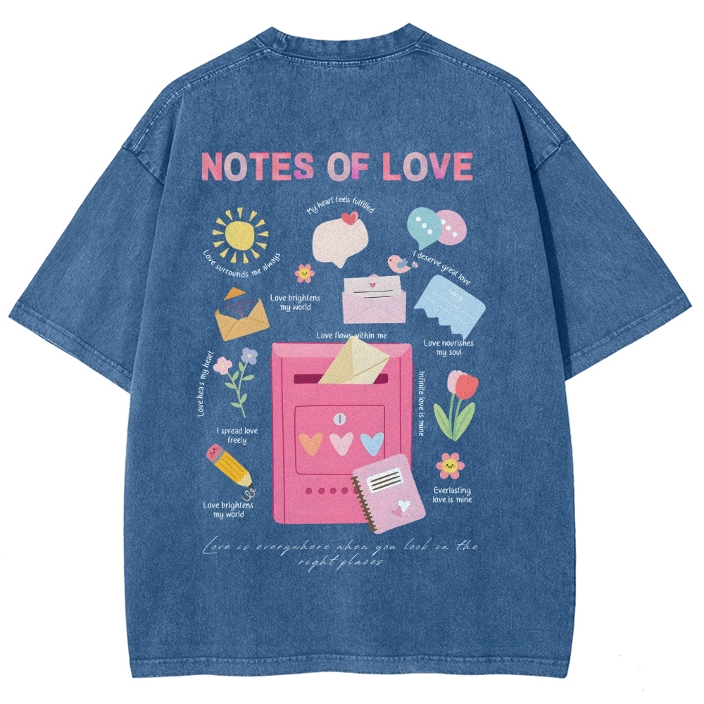 Note Of Love Unisex Fit Washed T-Shirt