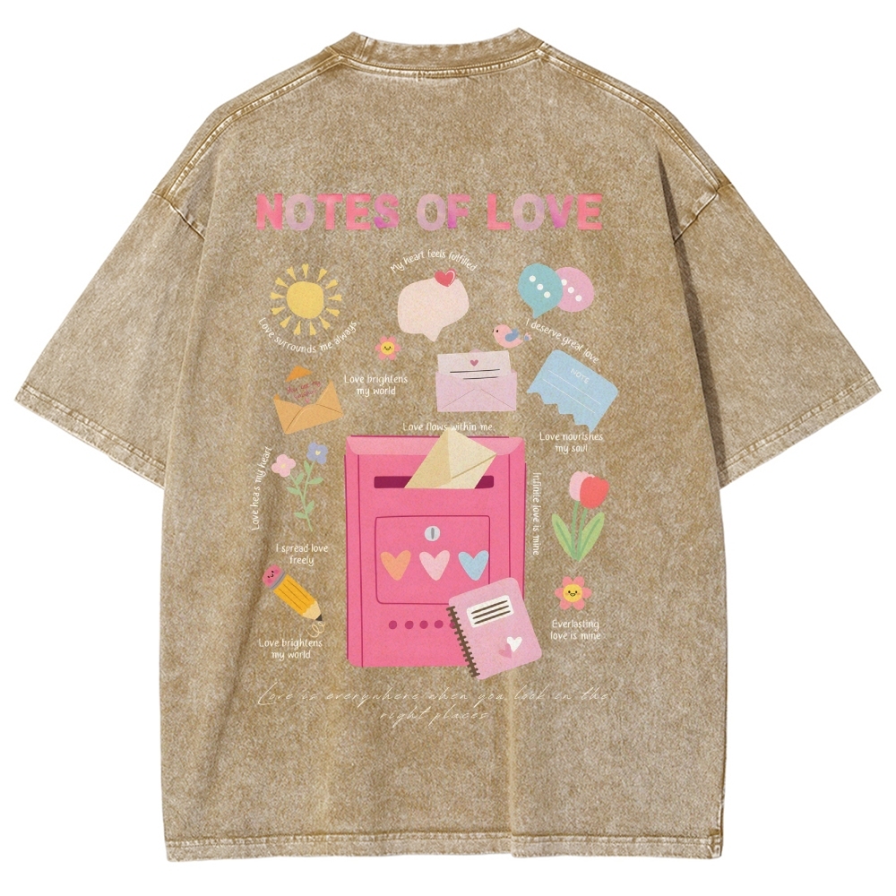 Note Of Love Unisex Fit Washed T-Shirt