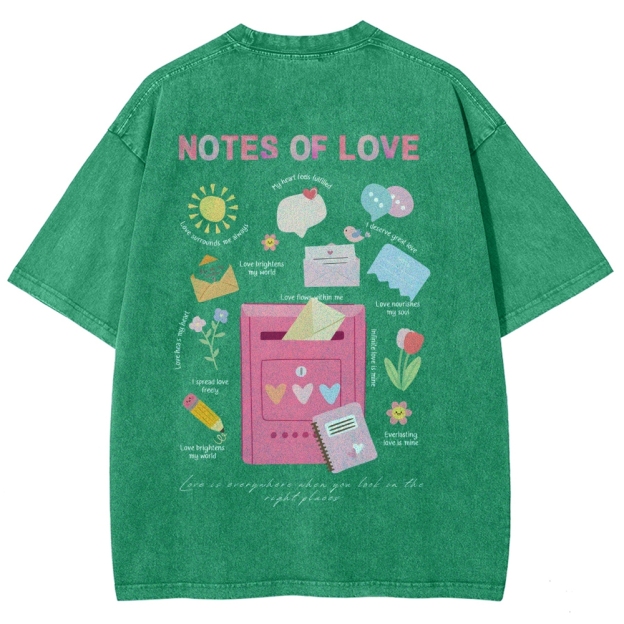 Note Of Love Unisex Fit Washed T-Shirt