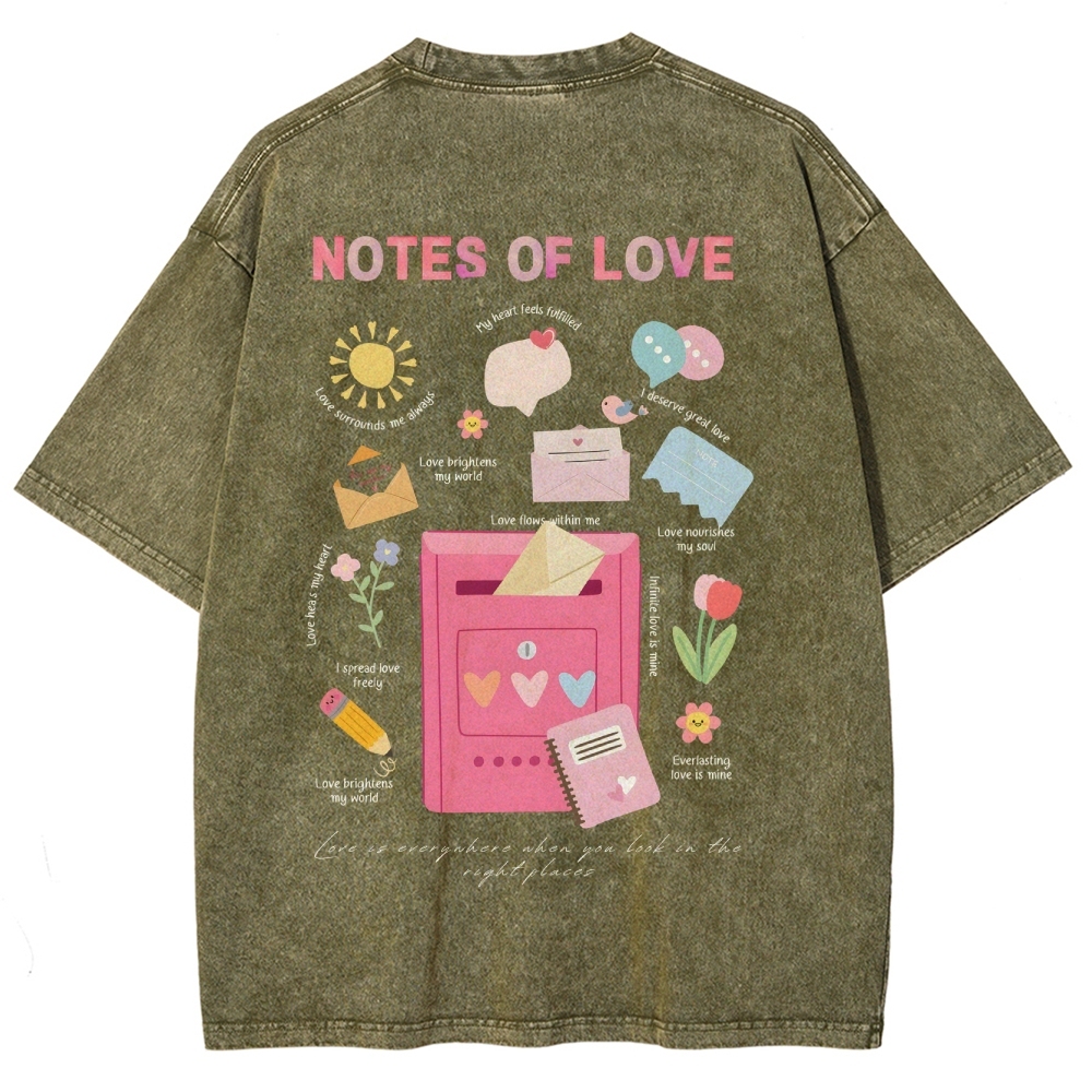 Note Of Love Unisex Fit Washed T-Shirt
