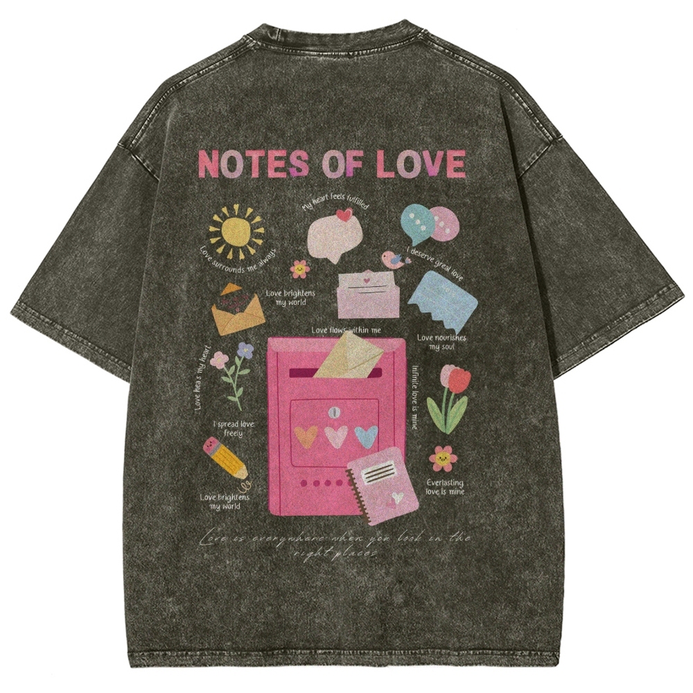 Note Of Love Unisex Fit Washed T-Shirt