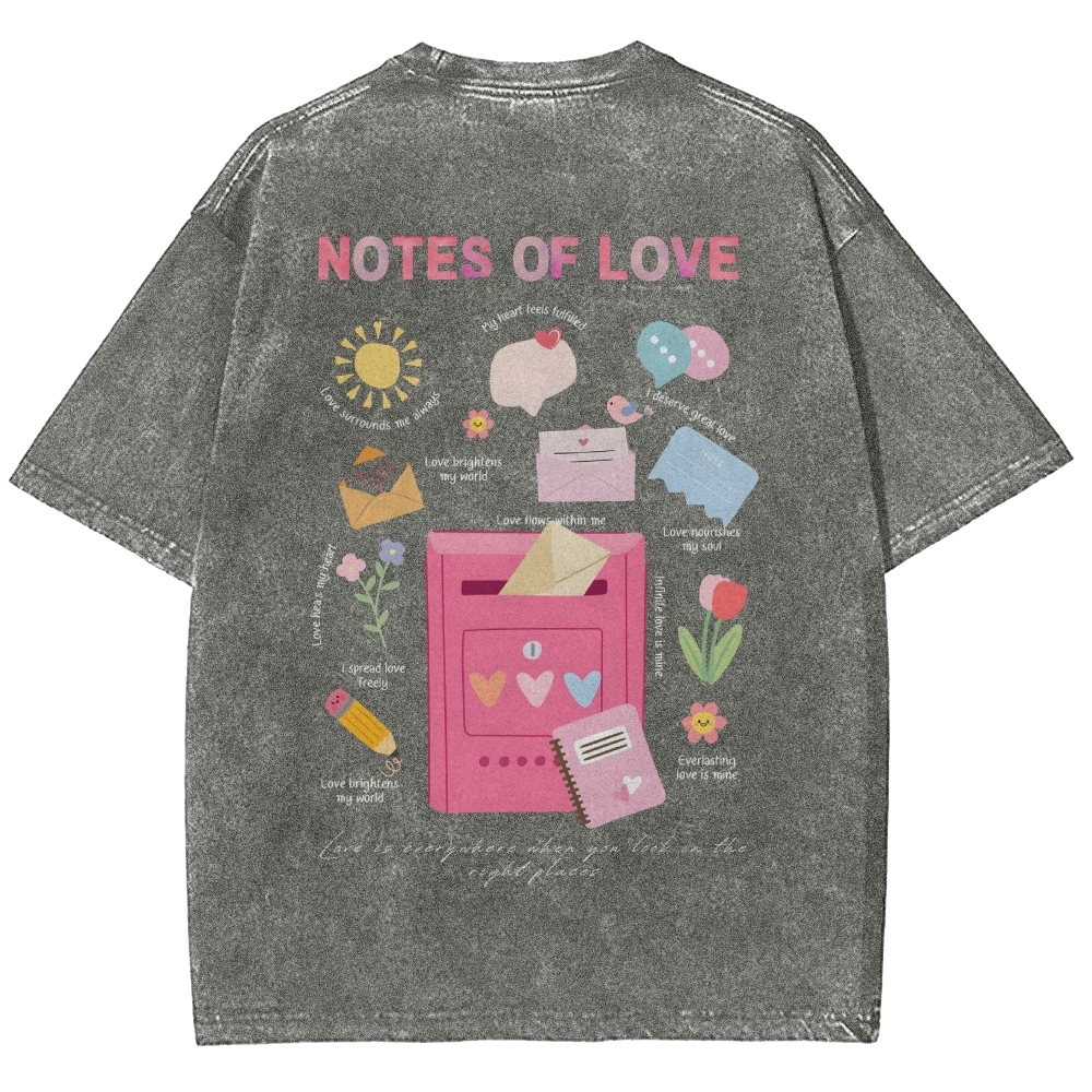 Note Of Love Unisex Fit Washed T-Shirt