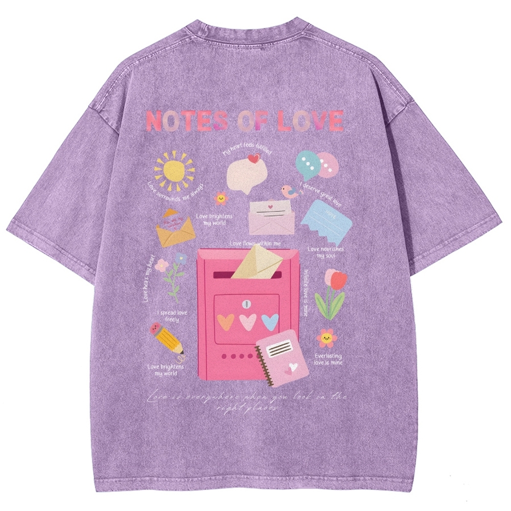 Note Of Love Unisex Fit Washed T-Shirt