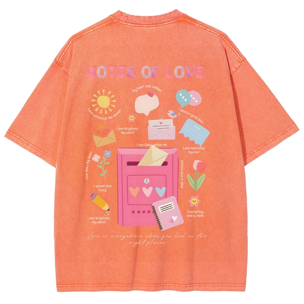 Note Of Love Unisex Fit Washed T-Shirt