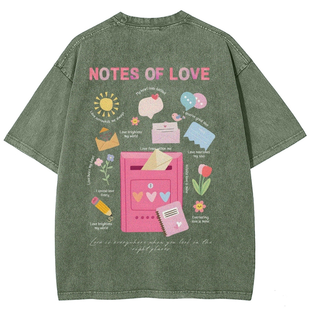 Note Of Love Unisex Fit Washed T-Shirt