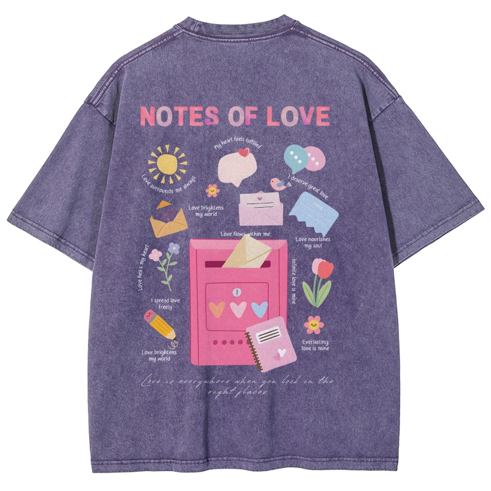 Note Of Love Unisex Fit Washed T-Shirt