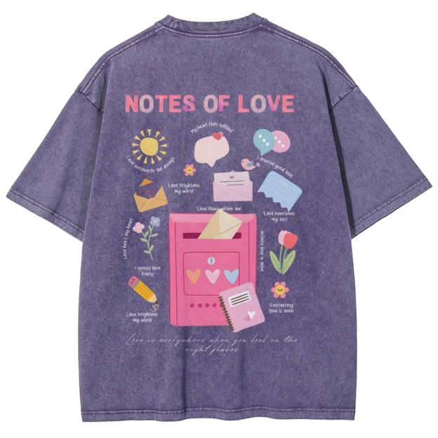 Note Of Love Unisex Fit Washed T-Shirt