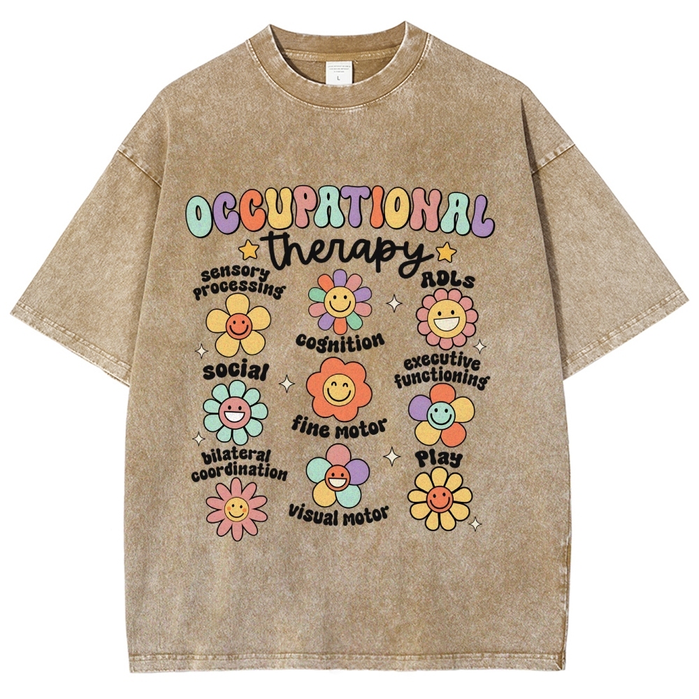 Occupational Therapy Unisex Fit Washed T-Shirt Customscool