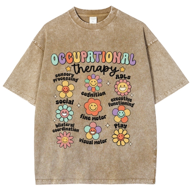 Occupational Therapy Unisex Fit Washed T-Shirt Customscool