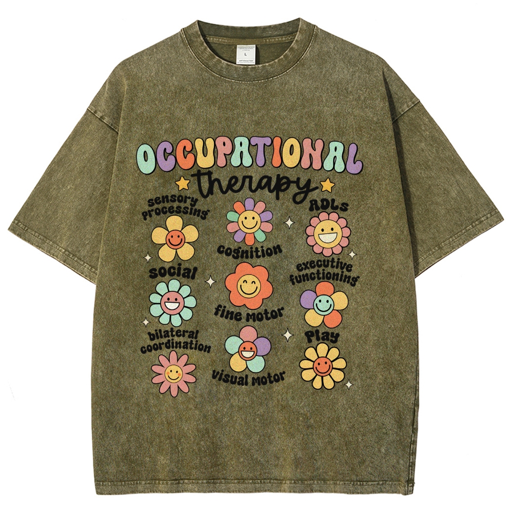 Occupational Therapy Unisex Fit Washed T-Shirt Customscool