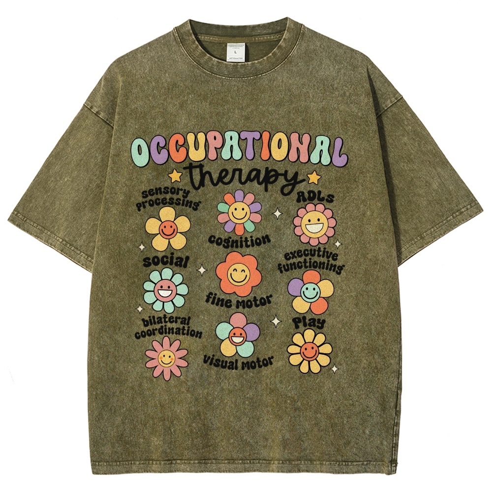 Occupational Therapy Unisex Fit Washed T-Shirt Customscool