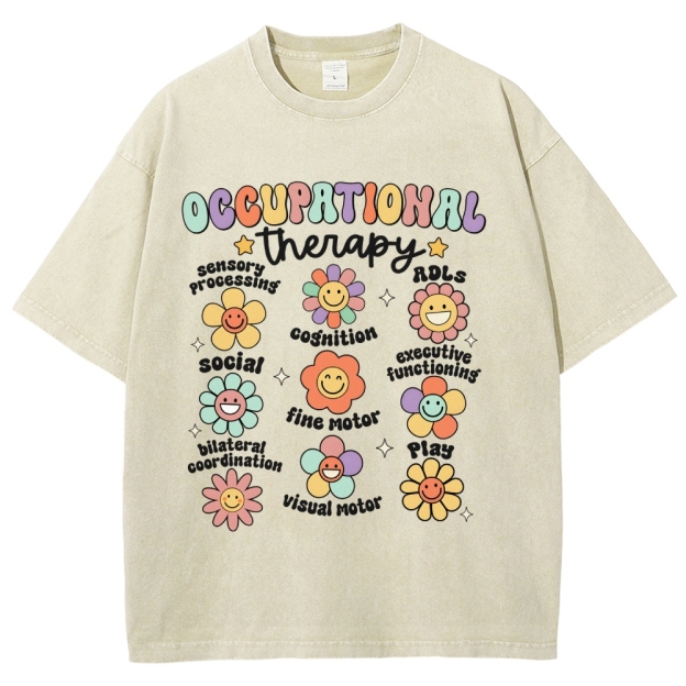 Occupational Therapy Unisex Fit Washed T-Shirt Customscool