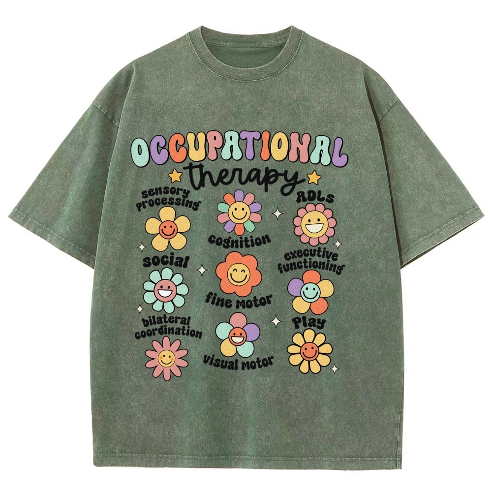 Occupational Therapy Unisex Fit Washed T-Shirt Customscool