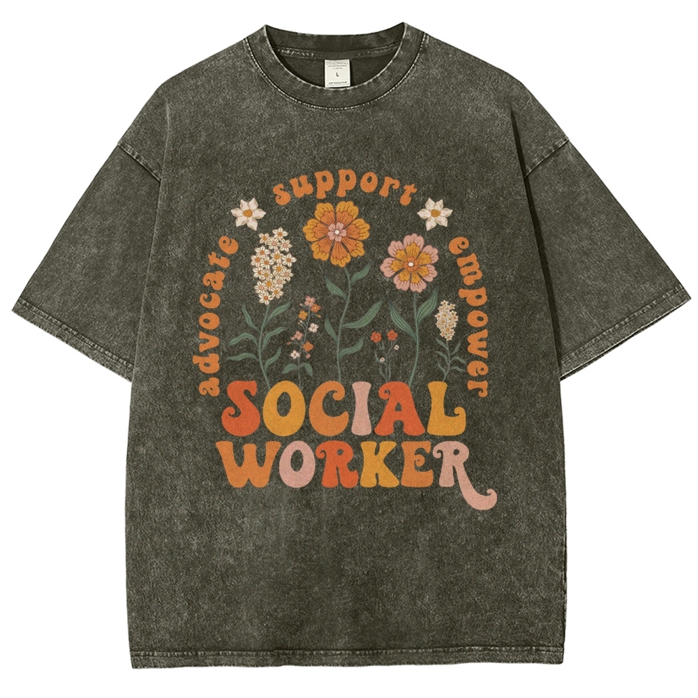 Social Worker Unisex Fit Washed T-Shirt