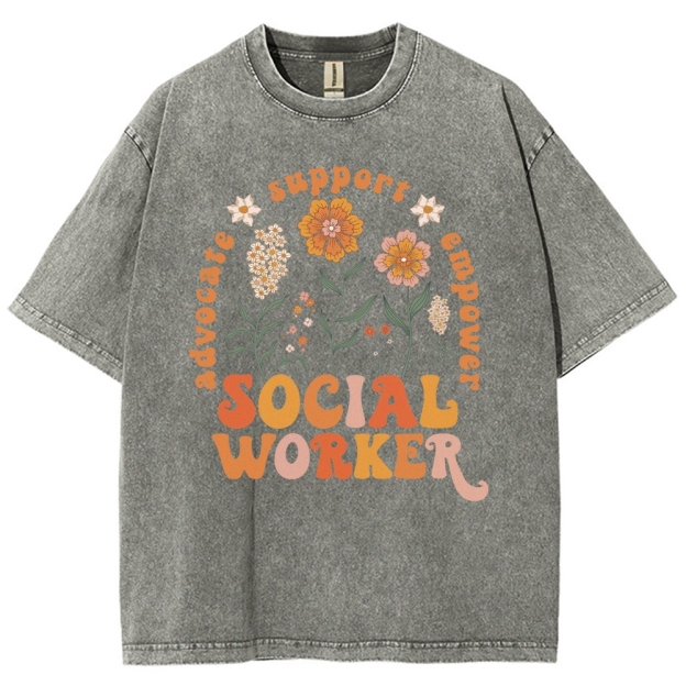 Social Worker Unisex Fit Washed T-Shirt