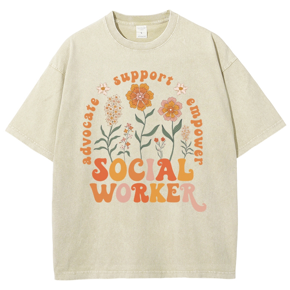 Social Worker Unisex Fit Washed T-Shirt