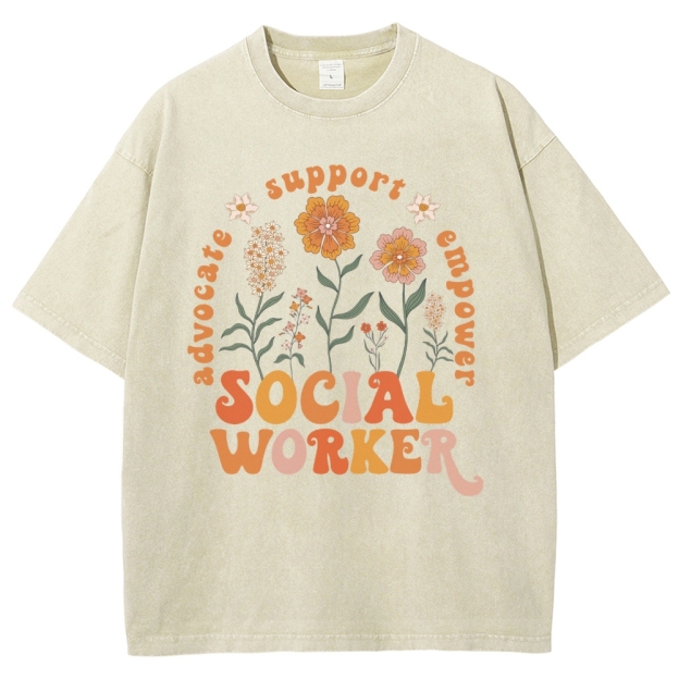 Social Worker Unisex Fit Washed T-Shirt