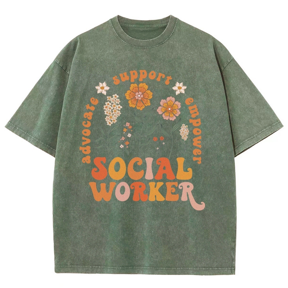 Social Worker Unisex Fit Washed T-Shirt
