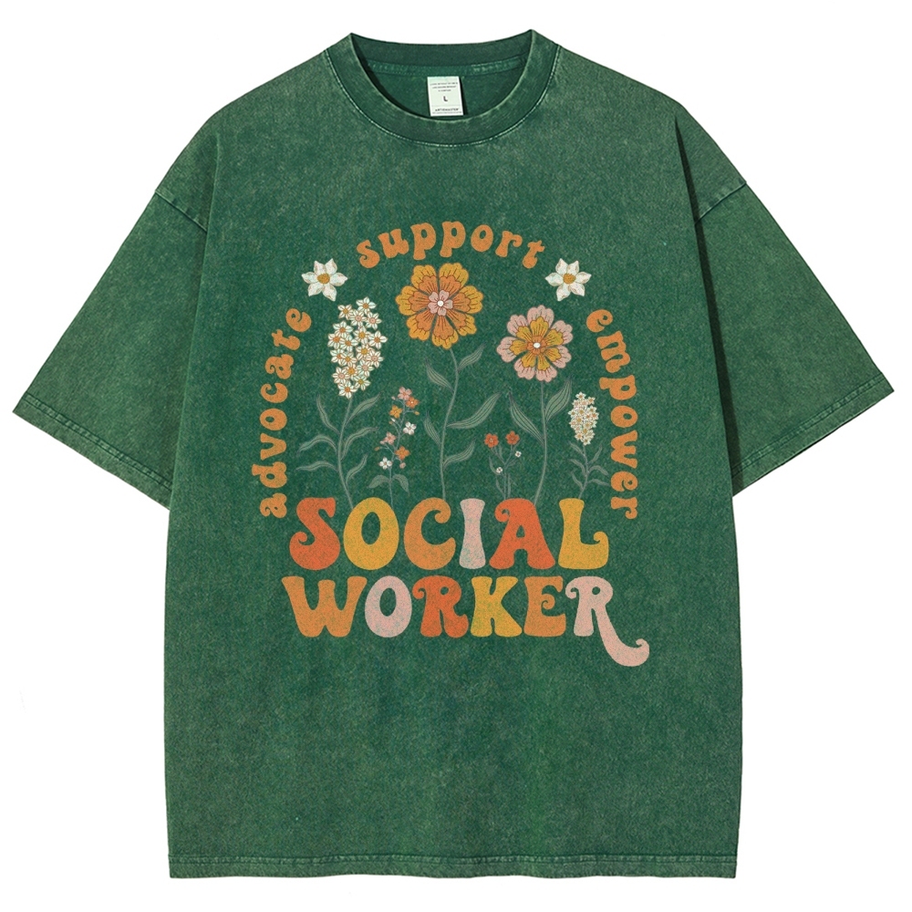 Social Worker Unisex Fit Washed T-Shirt
