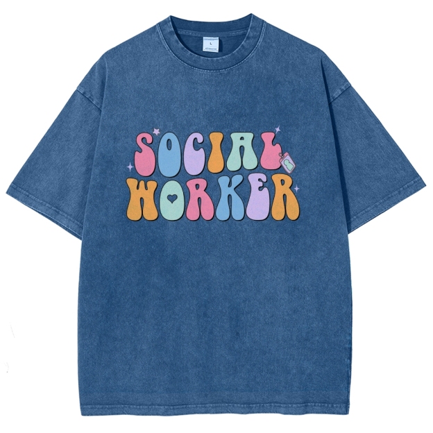 Social Worker Unisex Fit Washed T-Shirt Customscool