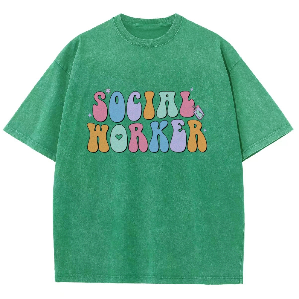 Social Worker Unisex Fit Washed T-Shirt Customscool