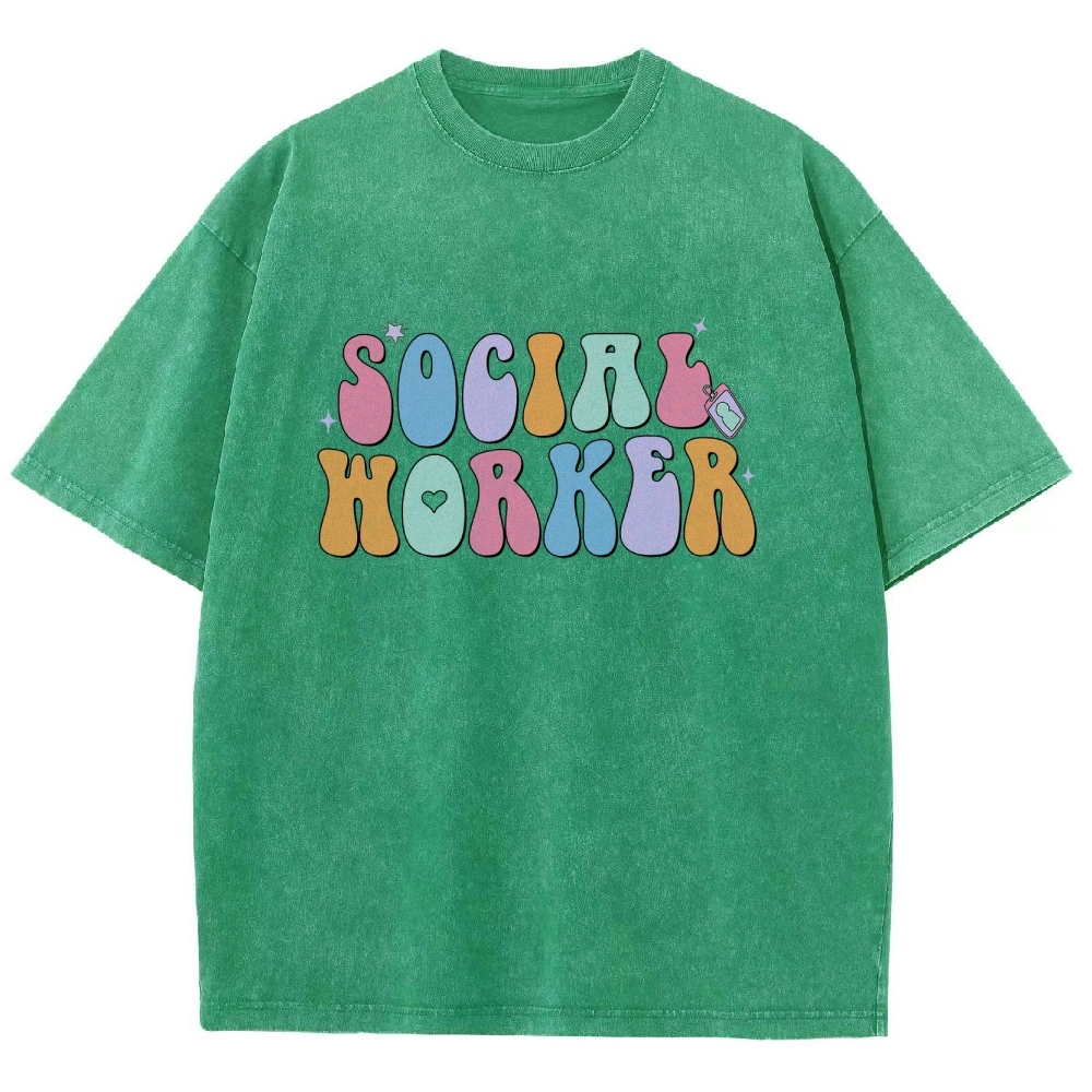 Social Worker Unisex Fit Washed T-Shirt Customscool