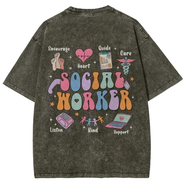 Social Worker Unisex Fit Washed T-Shirt Customscool