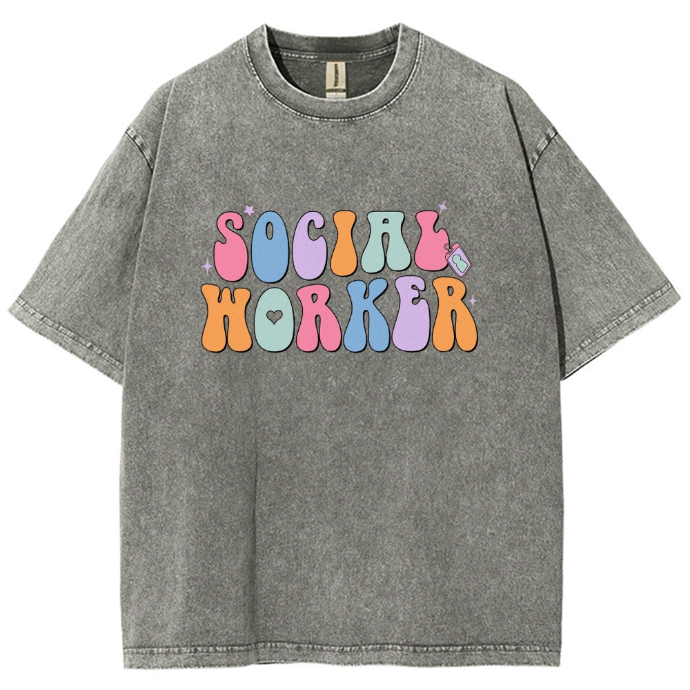 Social Worker Unisex Fit Washed T-Shirt Customscool