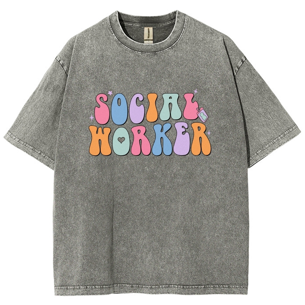 Social Worker Unisex Fit Washed T-Shirt Customscool