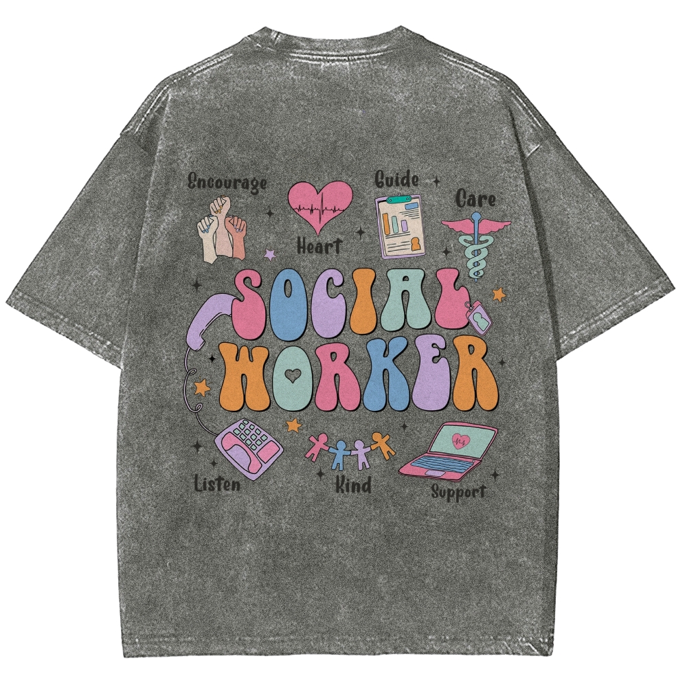 Social Worker Unisex Fit Washed T-Shirt Customscool
