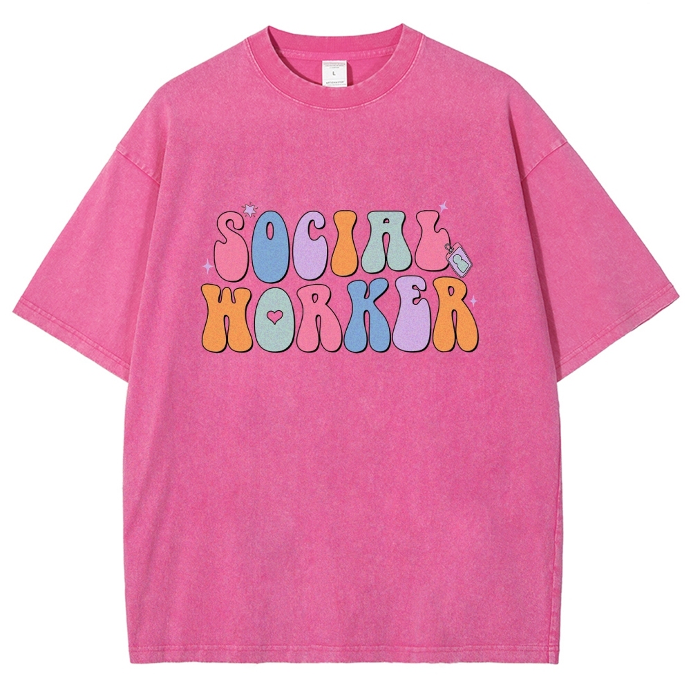 Social Worker Unisex Fit Washed T-Shirt Customscool