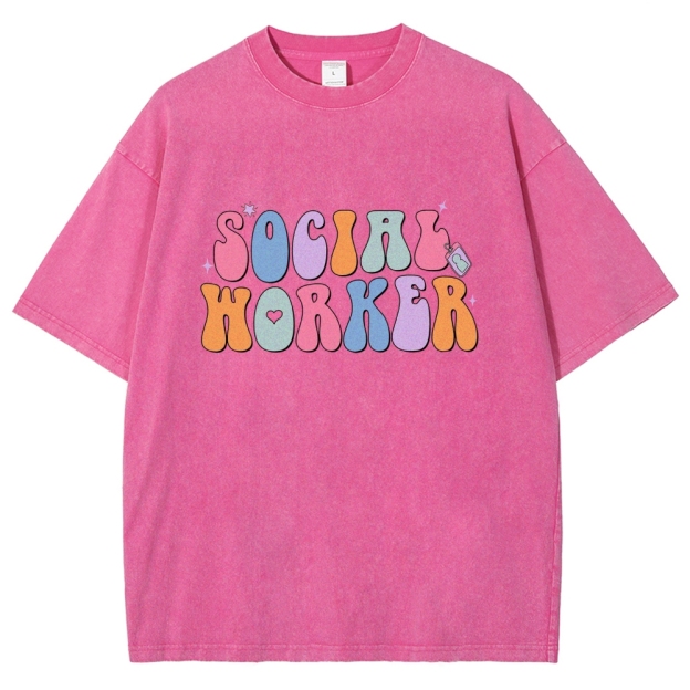 Social Worker Unisex Fit Washed T-Shirt Customscool