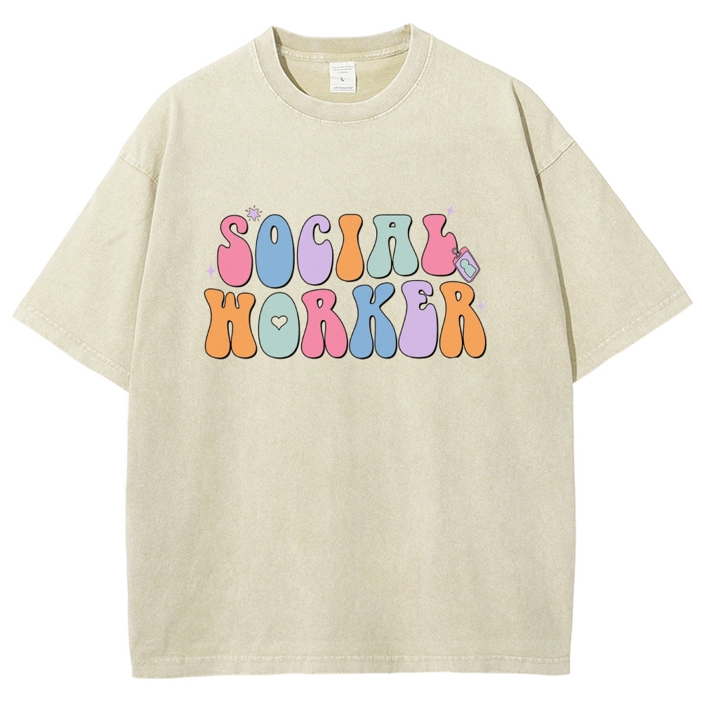 Social Worker Unisex Fit Washed T-Shirt