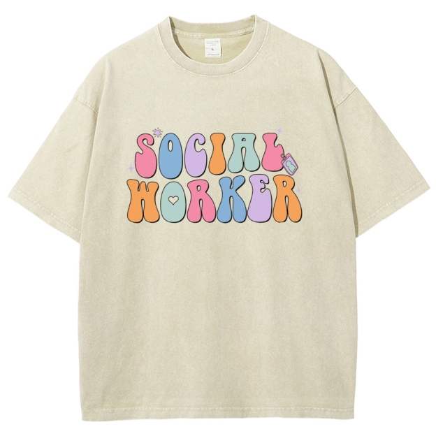 Social Worker Unisex Fit Washed T-Shirt Customscool