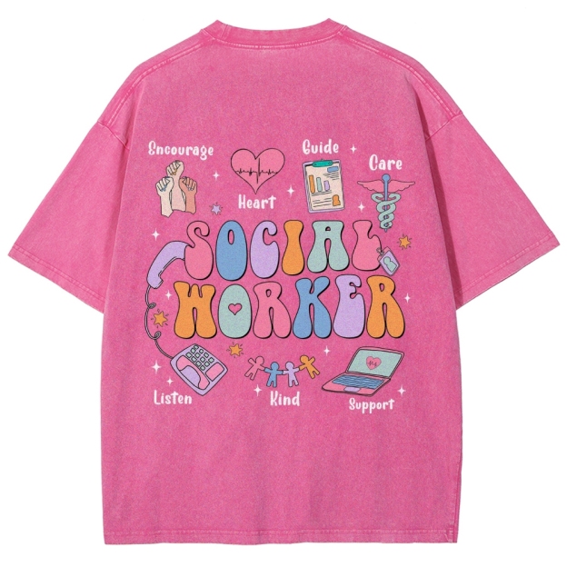 Social Worker Unisex Fit Washed T-Shirt Customscool