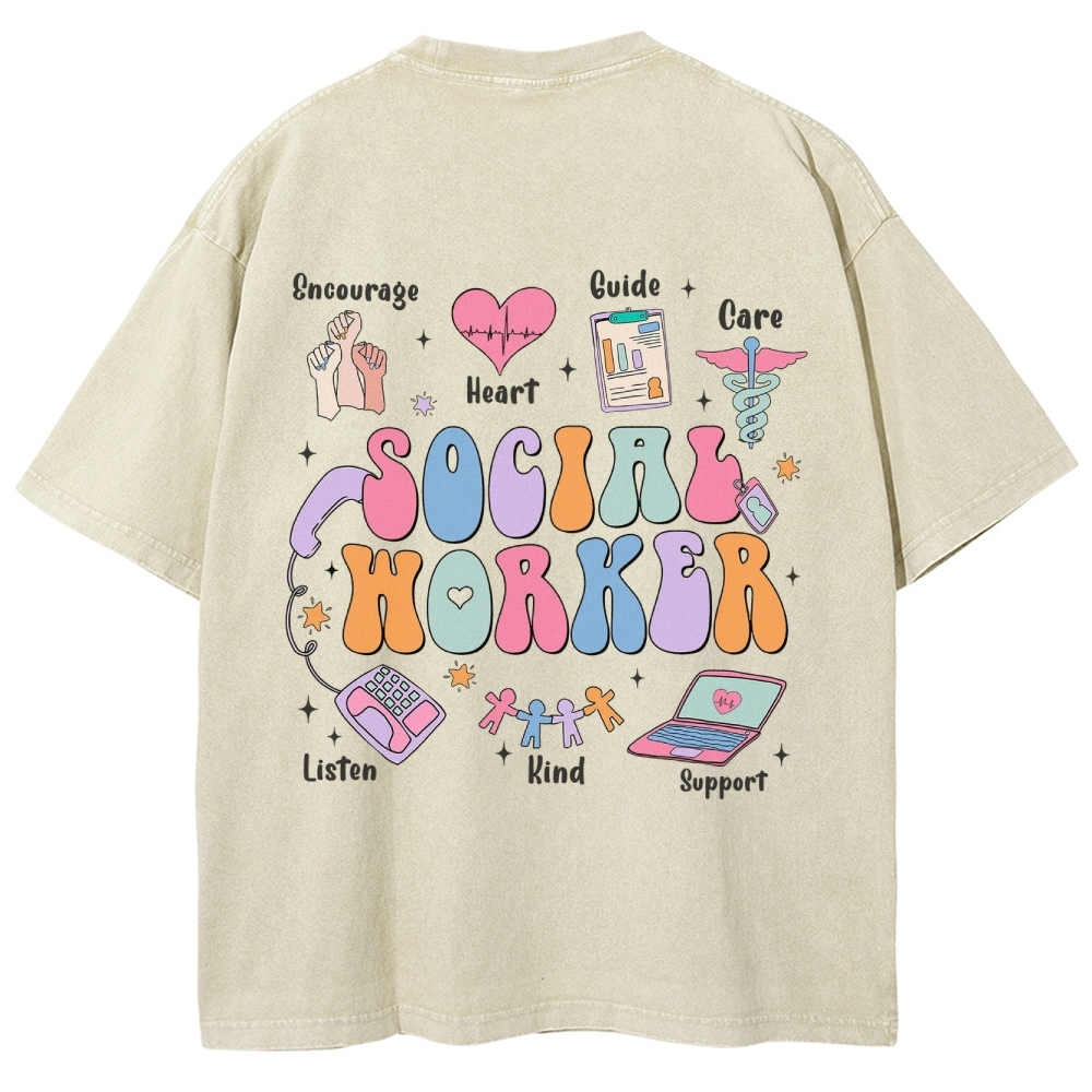 Social Worker Unisex Fit Washed T-Shirt Customscool