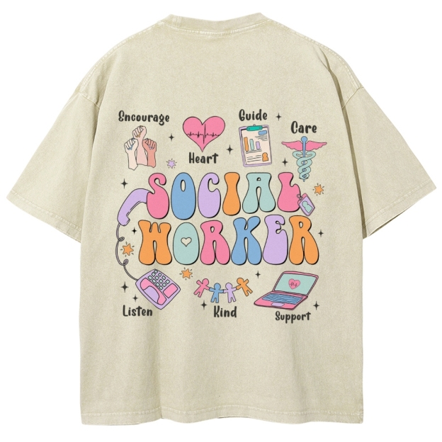 Social Worker Unisex Fit Washed T-Shirt Customscool