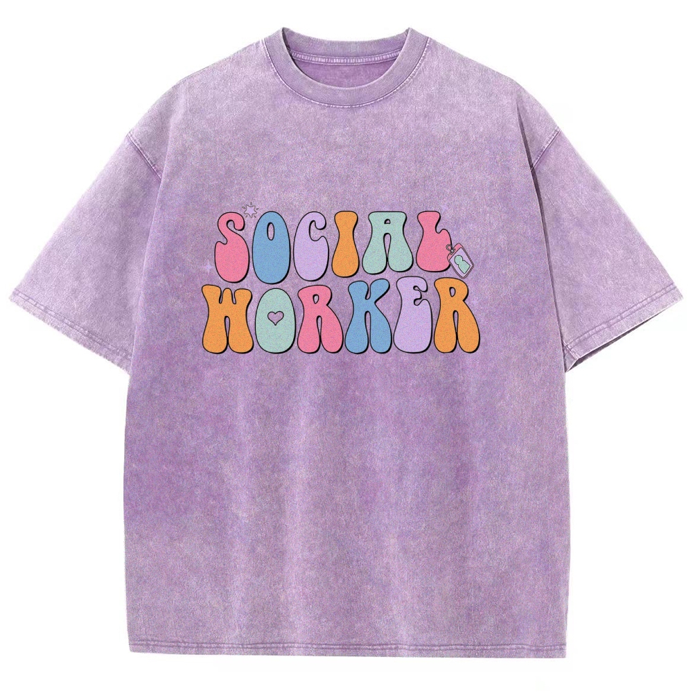 Social Worker Unisex Fit Washed T-Shirt Customscool