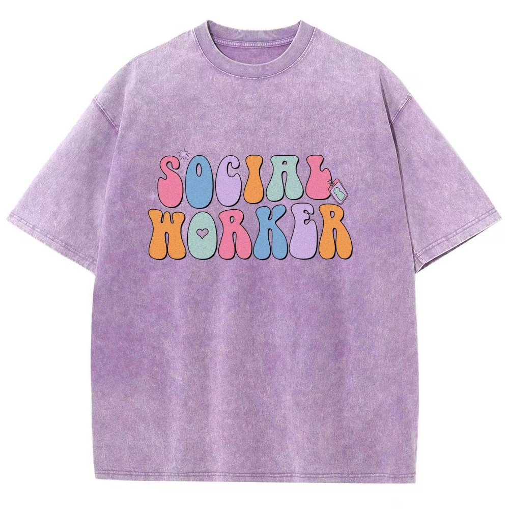 Social Worker Unisex Fit Washed T-Shirt Customscool