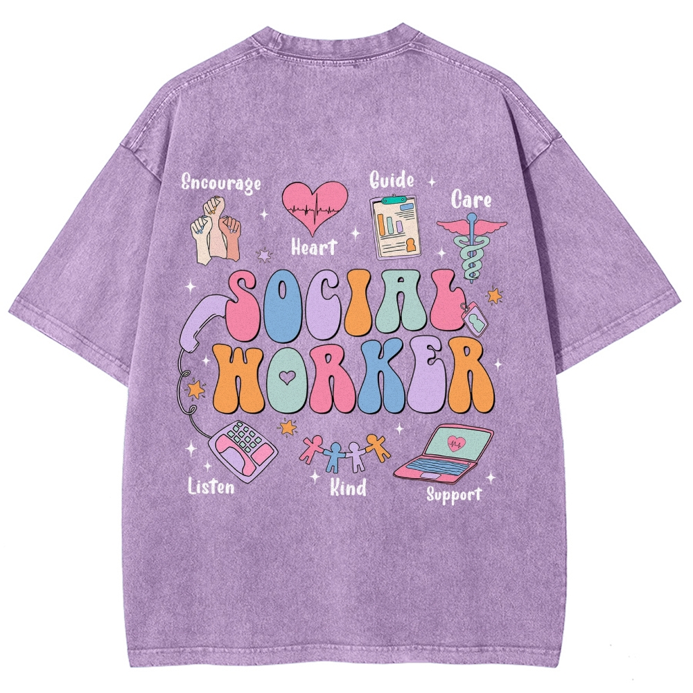Social Worker Unisex Fit Washed T-Shirt Customscool