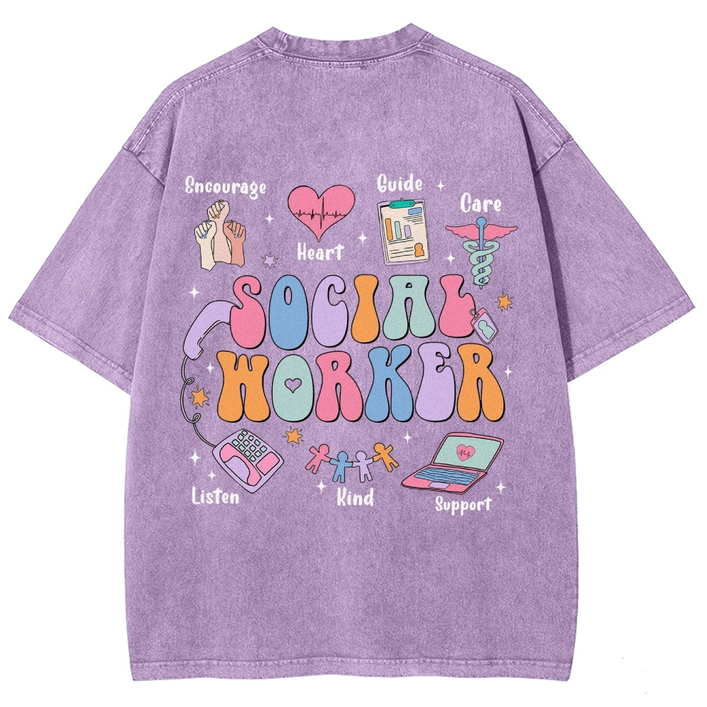 Social Worker Unisex Fit Washed T-Shirt Customscool