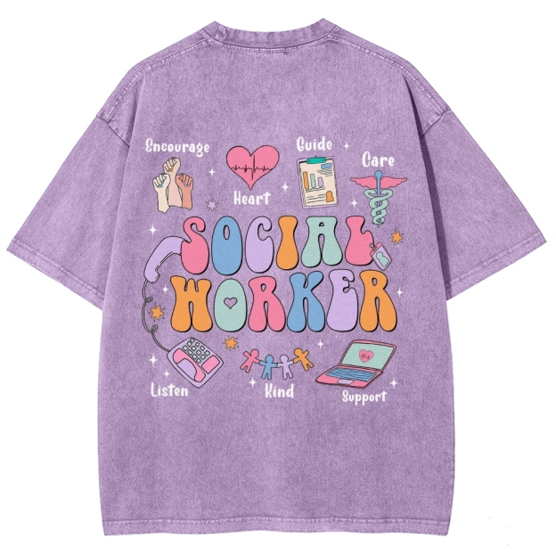 Social Worker Unisex Fit Washed T-Shirt Customscool