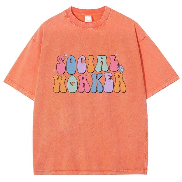 Social Worker Unisex Fit Washed T-Shirt Customscool