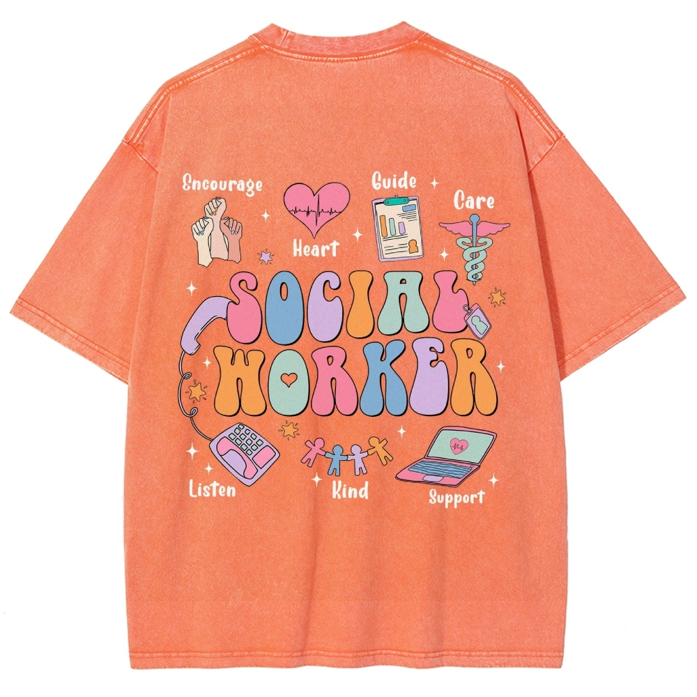 Social Worker Unisex Fit Washed T-Shirt Customscool