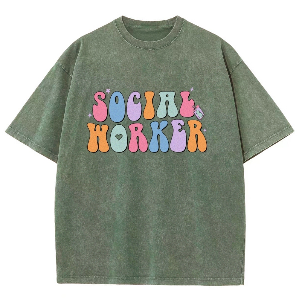 Social Worker Unisex Fit Washed T-Shirt Customscool