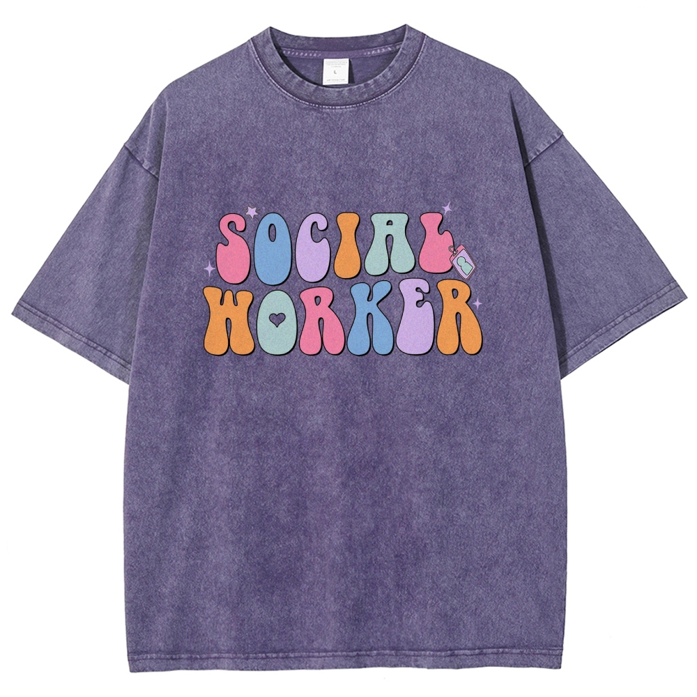 Social Worker Unisex Fit Washed T-Shirt Customscool