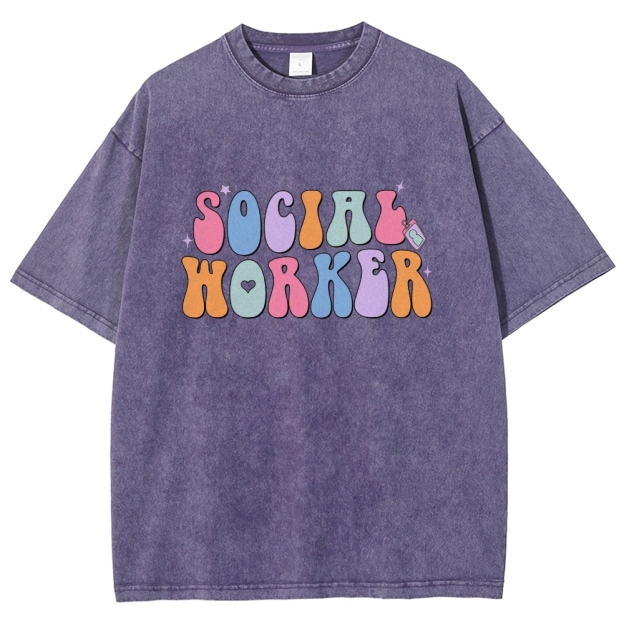 Social Worker Unisex Fit Washed T-Shirt Customscool